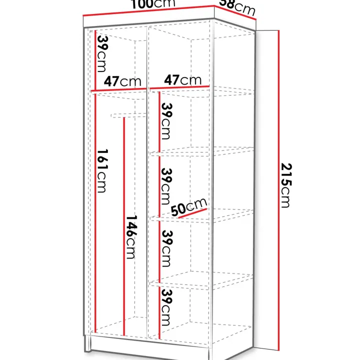Armadio 100x215h cm 2 ante bianco lucido oro Glammy 2