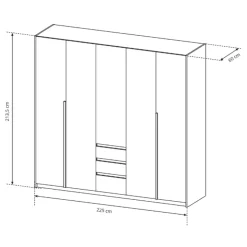 Armadio 225x215h cm 5 ante 3 cassetti bianco rovere Sweet