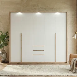 Armadio 225x215h cm 5 ante 3 cassetti bianco rovere Sweet