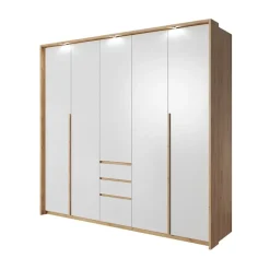 Armadio 225x215h cm 5 ante 3 cassetti bianco rovere Sweet
