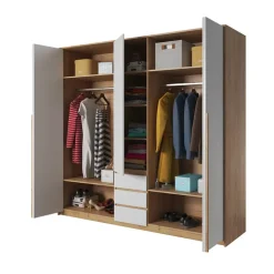 Armadio 225x215h cm 5 ante 3 cassetti bianco rovere Sweet