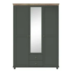Armadio 154x216h cm 3 ante 2 cassetti con specchio verde quercia Texel