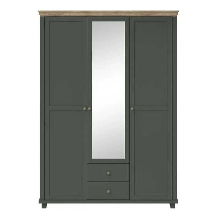 Armadio 154x216h cm 3 ante 2 cassetti con specchio verde quercia Texel