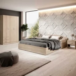 Armadio 120x181h cm 3 ante 2 cassetti moderno rovere Tropea