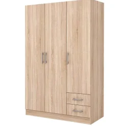 Armadio 120x181h cm 3 ante 2 cassetti moderno rovere Tropea
