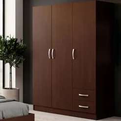 Armadio 120x181h cm 3 ante 2 cassetti moderno wengè Tropea