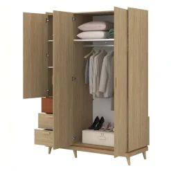 Armadio 144x215h cm 3 ante 3 cassetti rovere rosso mattone Yu