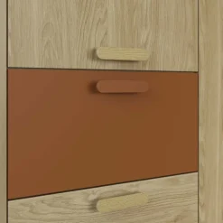 Armadio 190x215h cm 4 ante 6 cassetti rovere rosso mattone Yu