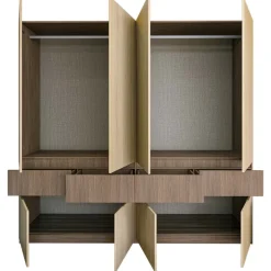 Armadio 220x211h cm 8 ante 4 cassetti rovere chiaro e rovere scuro Pitigliano