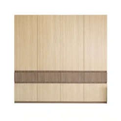 Armadio 220x211h cm 8 ante 4 cassetti rovere chiaro e rovere scuro Pitigliano