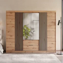 Armadio 250x213h cm 5 ante 2 cassetti rovere Stiky