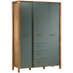 Armadio 138x200h cm 3 ante 3 cassetti rovere verde Leave