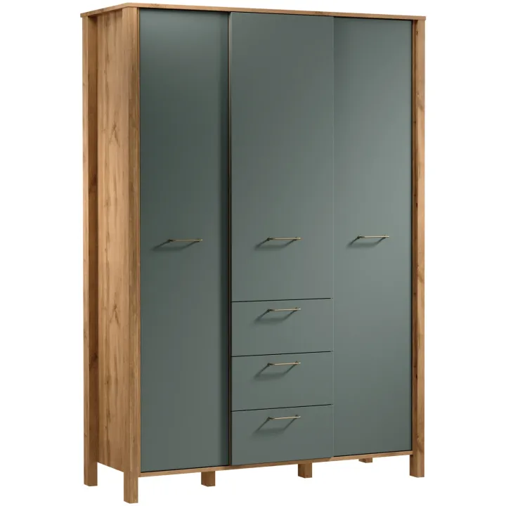 Armadio 138x200h cm 3 ante 3 cassetti rovere verde Leave