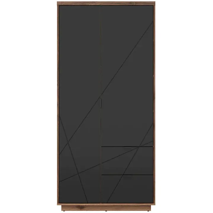 Armadio 94x201h cm 2 ante 2 cassetti rovere scuro nero opaco Elin