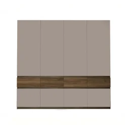 Armadio 220x211h cm 8 ante 4 cassetti tortora noce Raymonda