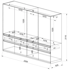 Armadio 220x211h cm 8 ante 4 cassetti tortora noce Raymonda