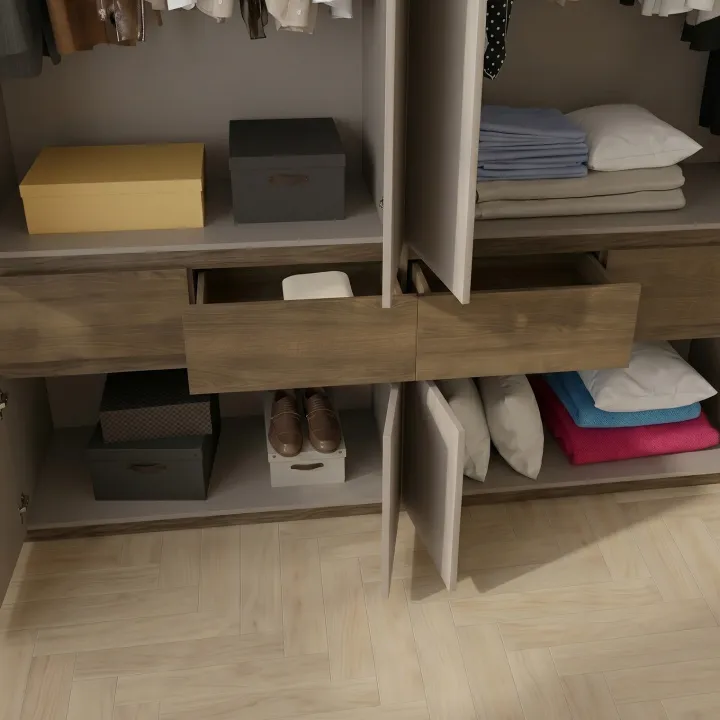 Armadio 220x211h cm 8 ante 4 cassetti tortora noce Raymonda