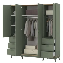 Armadio 190x215h cm 4 ante 6 cassetti verde salvia Yu