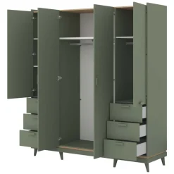 Armadio 190x215h cm 4 ante 6 cassetti verde salvia Yu
