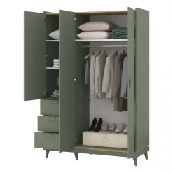 Armadio 144x215h cm 3 ante 3 cassetti verde salvia Yu