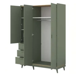 Armadio 144x215h cm 3 ante 3 cassetti verde salvia Yu