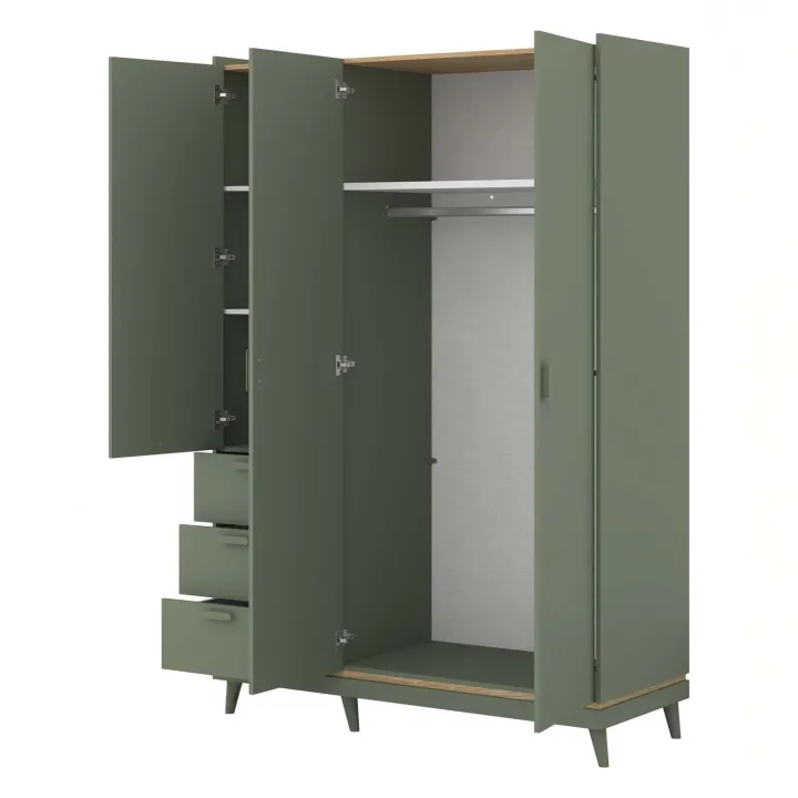 Armadio 144x215h cm 3 ante 3 cassetti verde salvia Yu