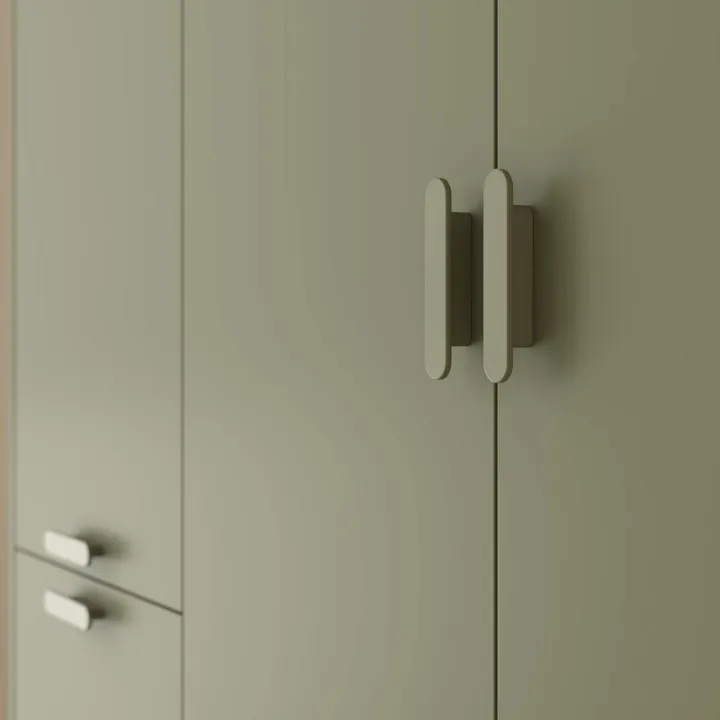 Armadio 144x215h cm 3 ante 3 cassetti verde salvia Yu