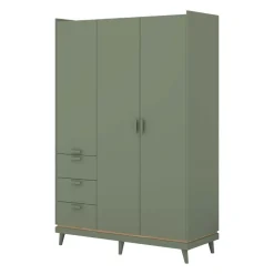 Armadio 144x215h cm 3 ante 3 cassetti verde salvia Yu