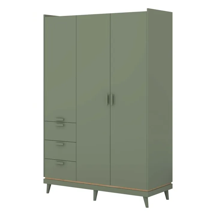 Armadio 144x215h cm 3 ante 3 cassetti verde salvia Yu