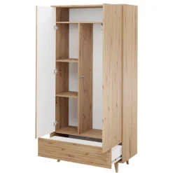 Armadio 92x180h cm 2 ante 1 cassetto cannettato soggiorno cannettato rovere Branch