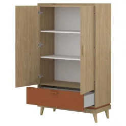 Armadio 90x150h cm 2 ante 1 cassetto rovere rosso mattone Yu