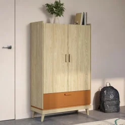 Armadio 90x150h cm 2 ante 1 cassetto rovere rosso mattone Yu