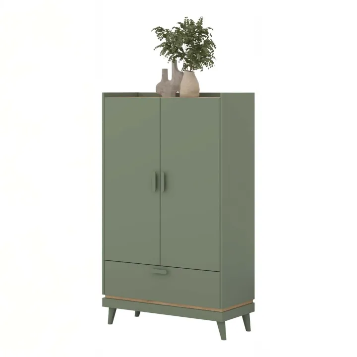 Armadio 90x150h cm 2 ante 1 cassetto verde salvia Yu