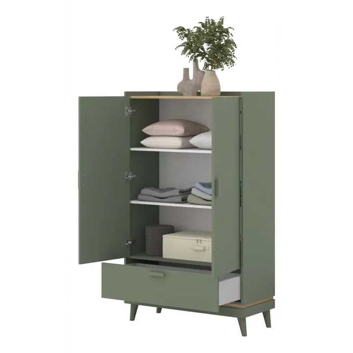 Armadio 90x150h cm 2 ante 1 cassetto verde salvia Yu