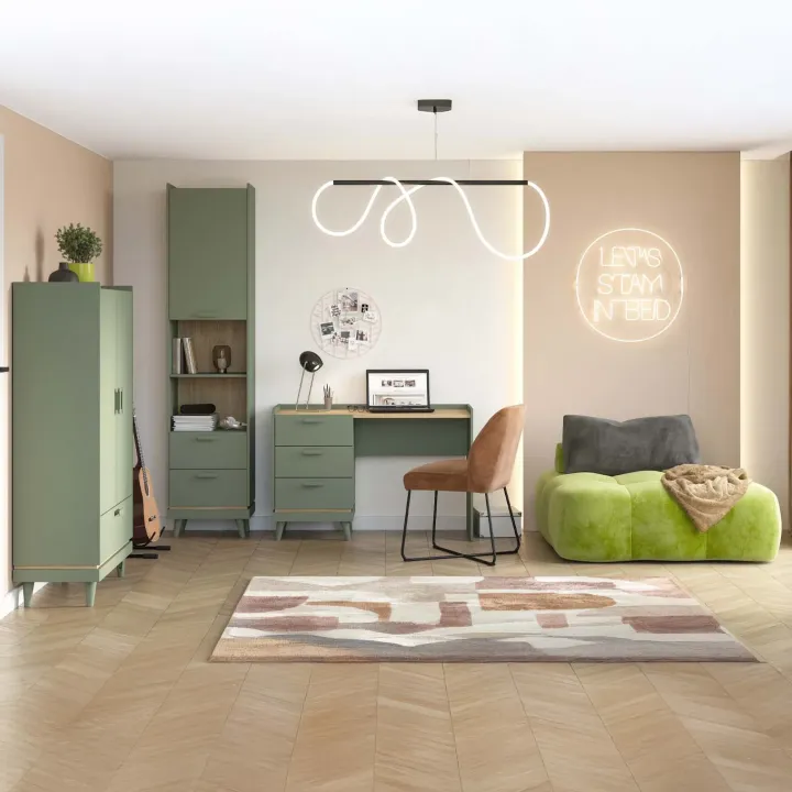 Armadio 90x150h cm 2 ante 1 cassetto verde salvia Yu