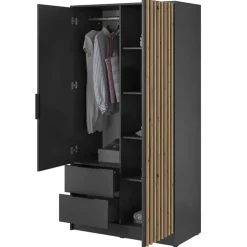 Armadio 105x200h cm 2 ante con cassetti antracite nero Miller