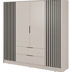 Armadio 206x200h cm 4 ante con cassetti beige cashmere Miller