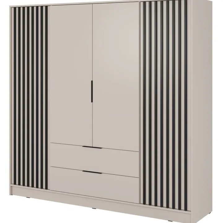 Armadio 206x200h cm 4 ante con cassetti beige cashmere Miller