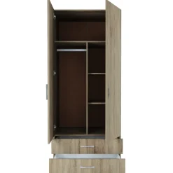 Armadio 80x191h cm 2 ante con cassetti moderno rovere sonoma Carlino