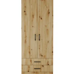 Armadio 80x191h cm 2 ante con cassetti moderno rovere rustico Carlino