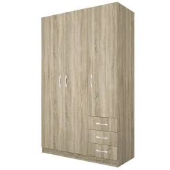 Armadio 118x191h cm 3 ante con cassetti rovere sonoma Boverio