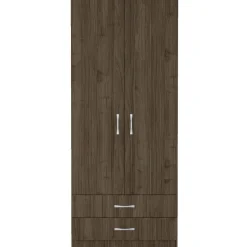 Armadio 80x191h cm 2 ante con cassetti moderno noce Carlino