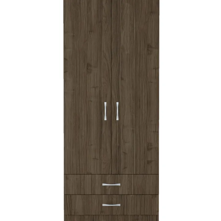 Armadio 80x191h cm 2 ante con cassetti moderno noce Carlino