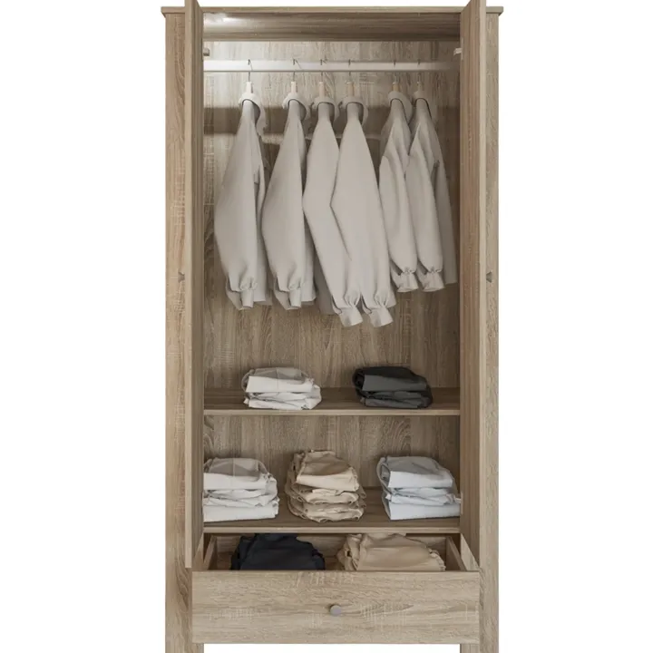 Armadio 90x181h cm 2 ante con cassetto rovere sonoma Londra