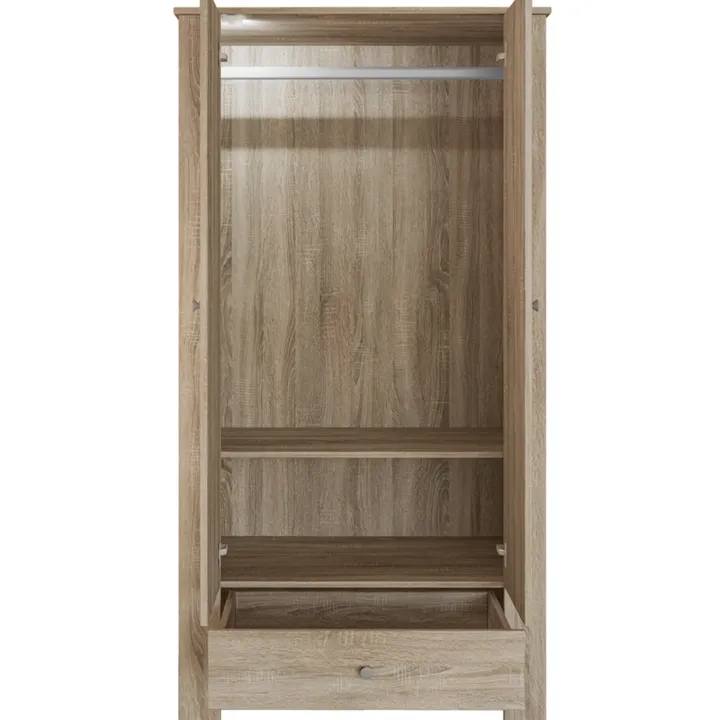 Armadio 90x181h cm 2 ante con cassetto rovere sonoma Londra