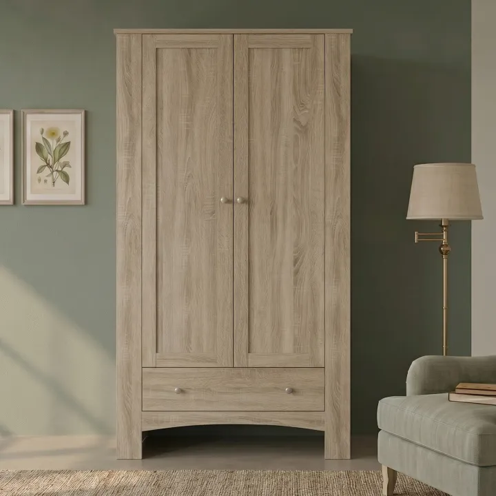 Armadio 90x181h cm 2 ante con cassetto rovere sonoma Londra