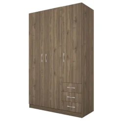Armadio 118x191h cm 3 ante con cassetti noce Boverio