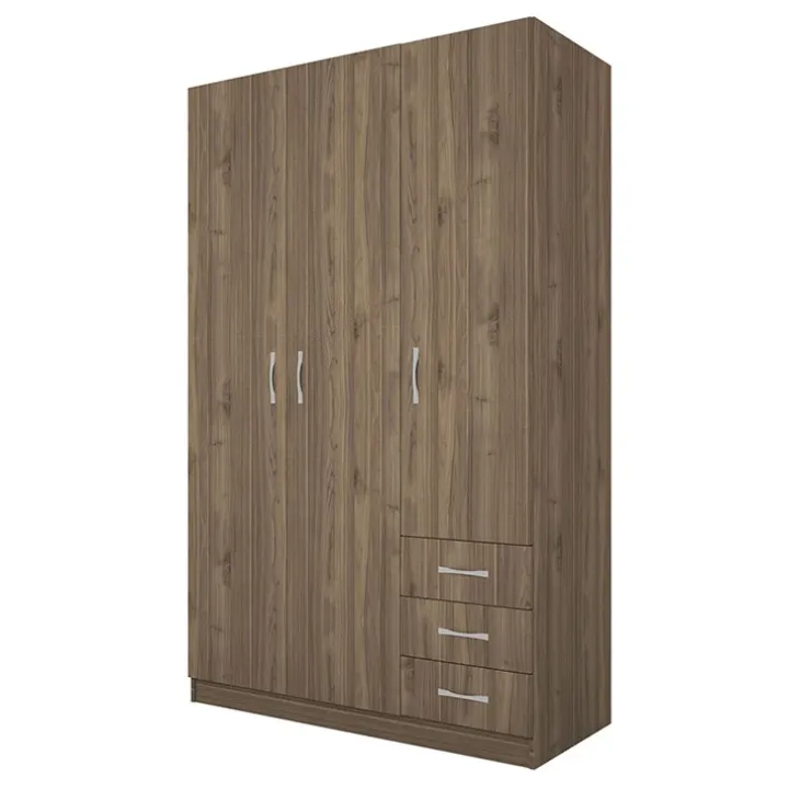 Armadio 118x191h cm 3 ante con cassetti noce Boverio