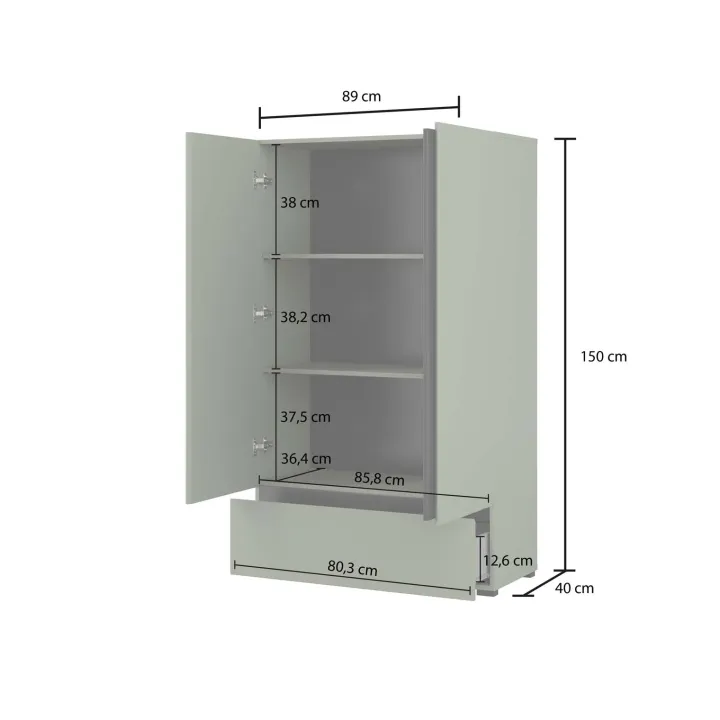 Armadio 89x150h cm 2 ante con cassetto tortora Lolla