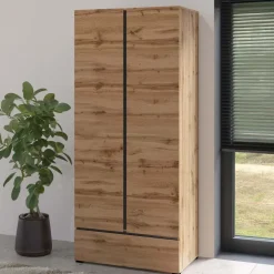 Armadio 89x210h cm 2 ante con cassetto rovere Lolla